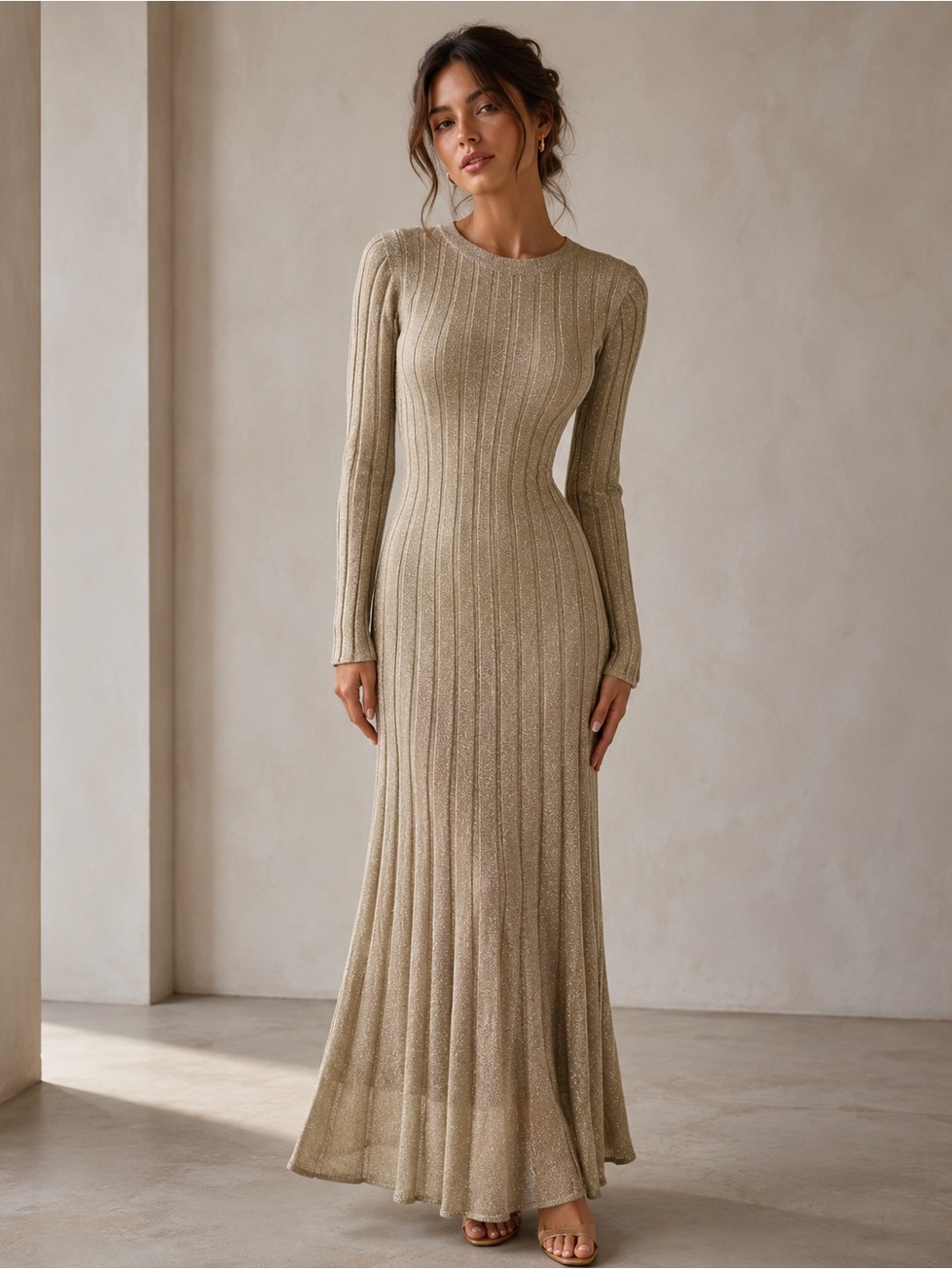 J. Crew Rib-knit flare midi dress with Lurex® metallic threads